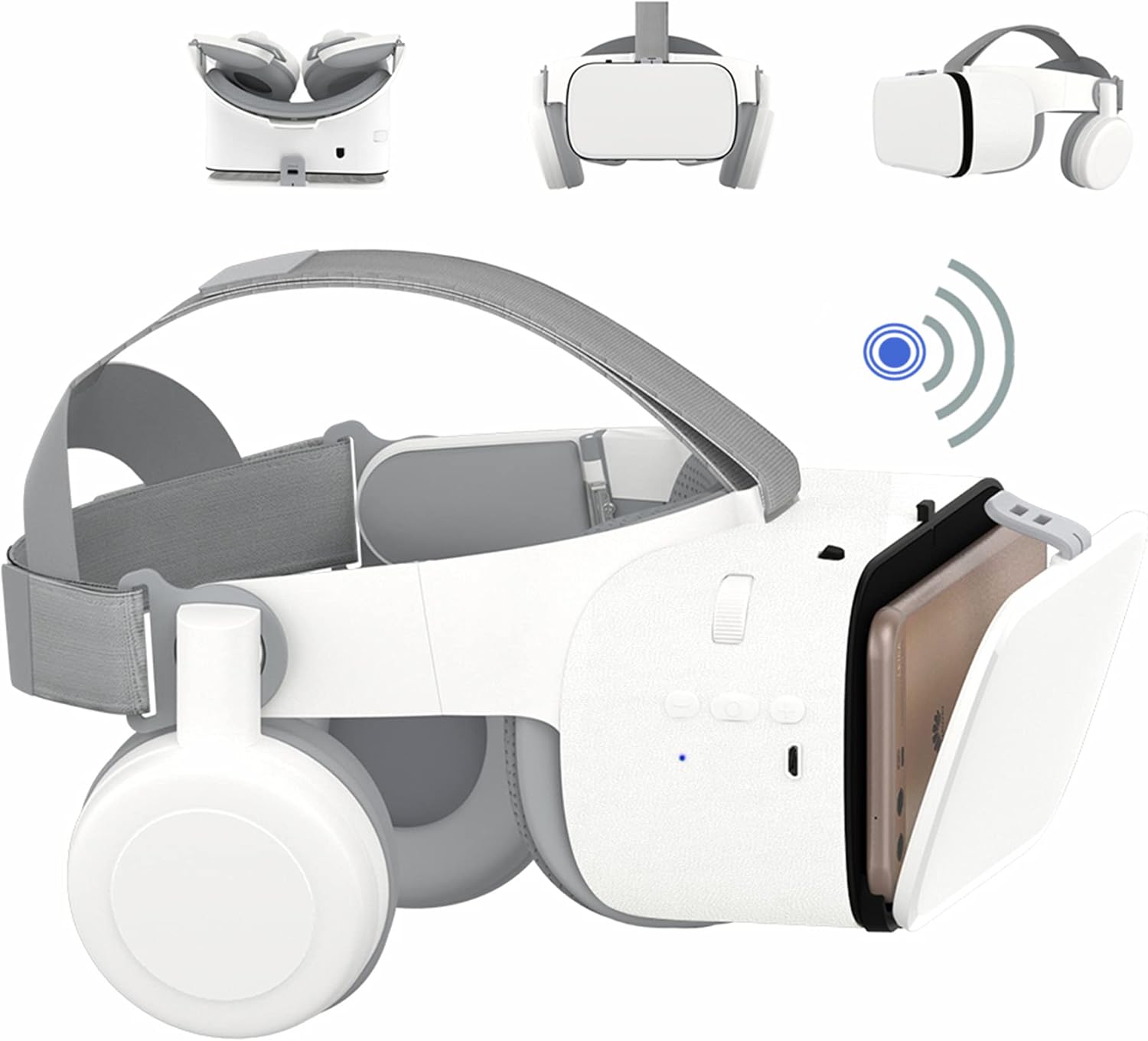 Occhiali VR Bluetooth con Telecomando Wireless, Bianco - immagine 1