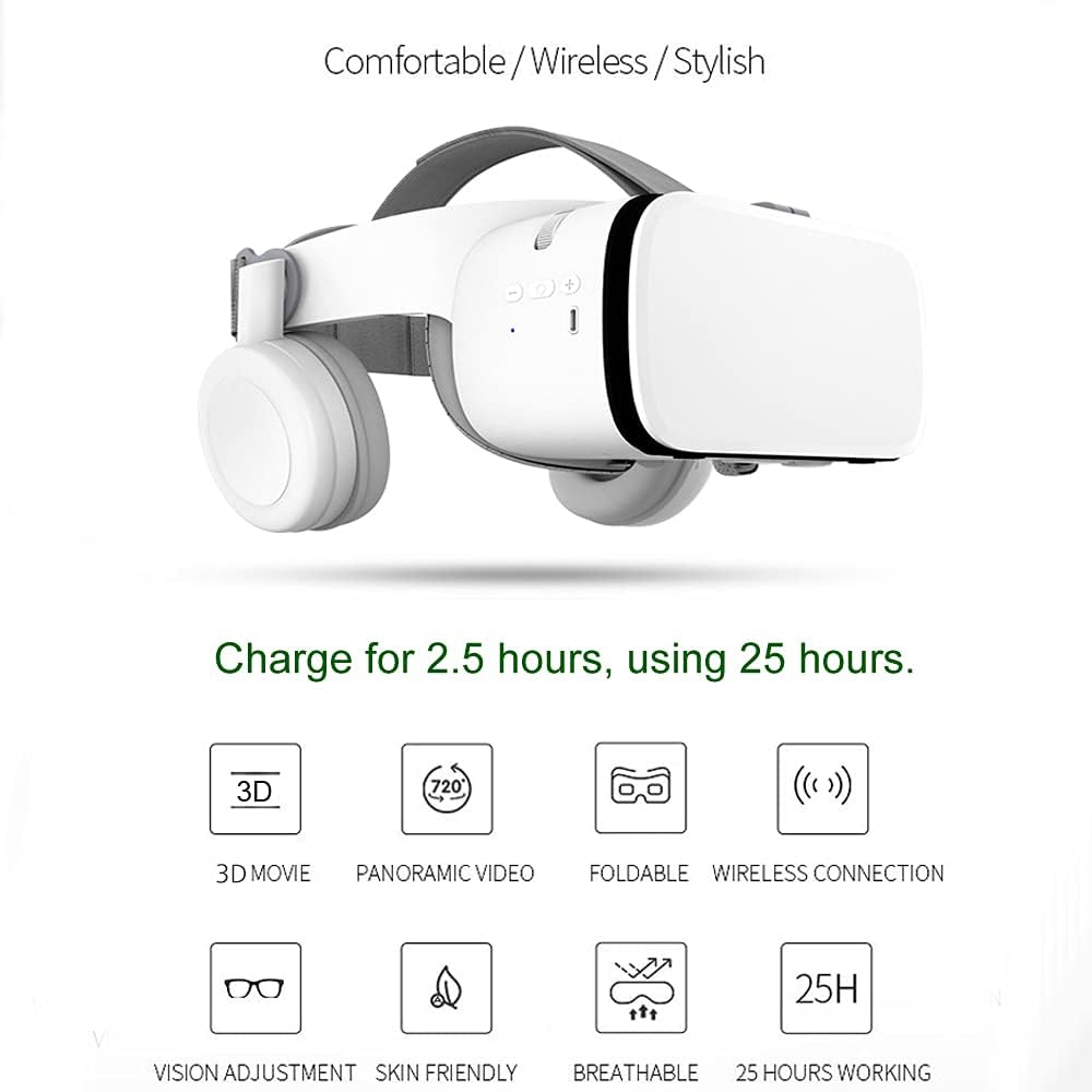 Occhiali VR Bluetooth con Telecomando Wireless, Bianco - immagine 2