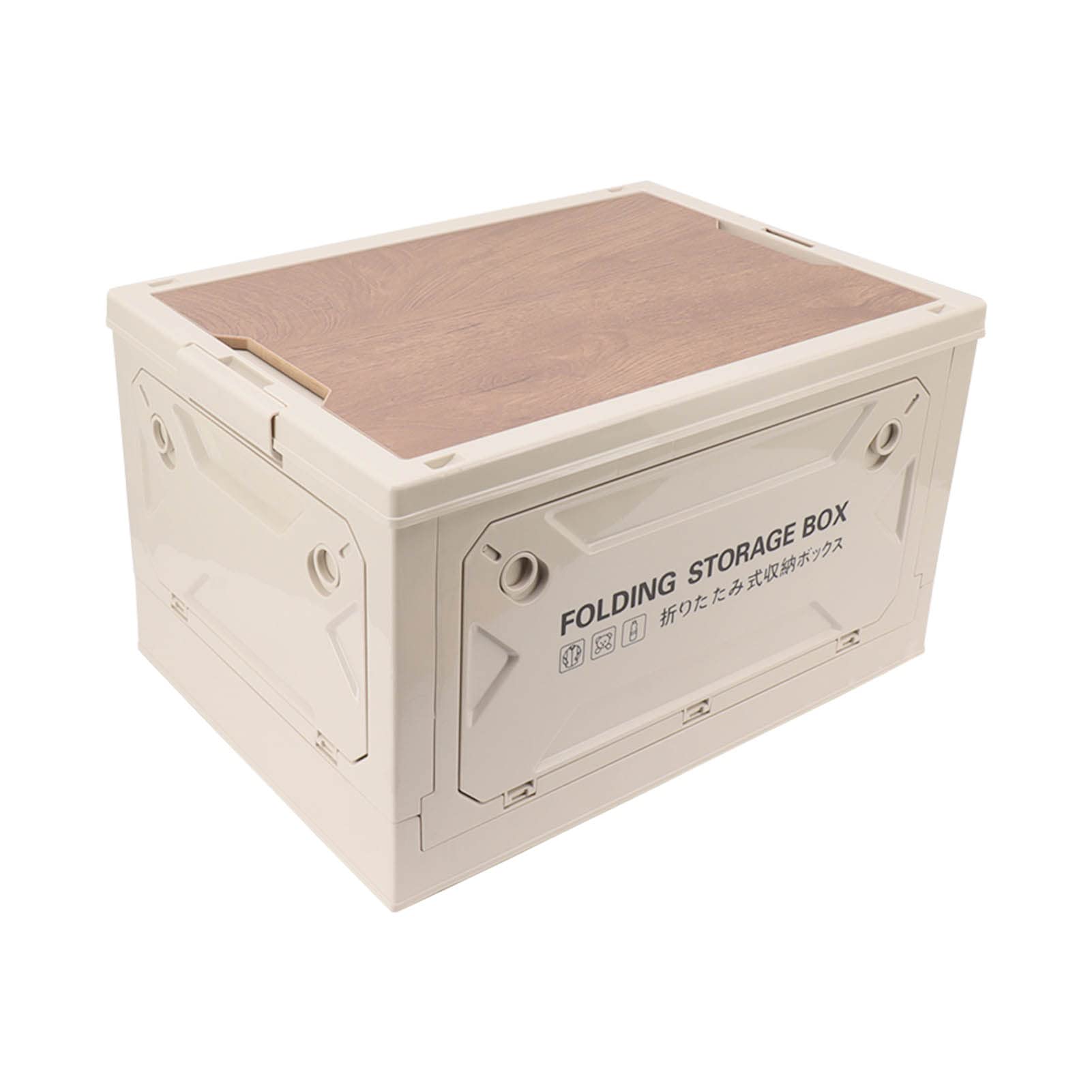 Scatola da Campeggio Pieghevole con Coperchio in Legno