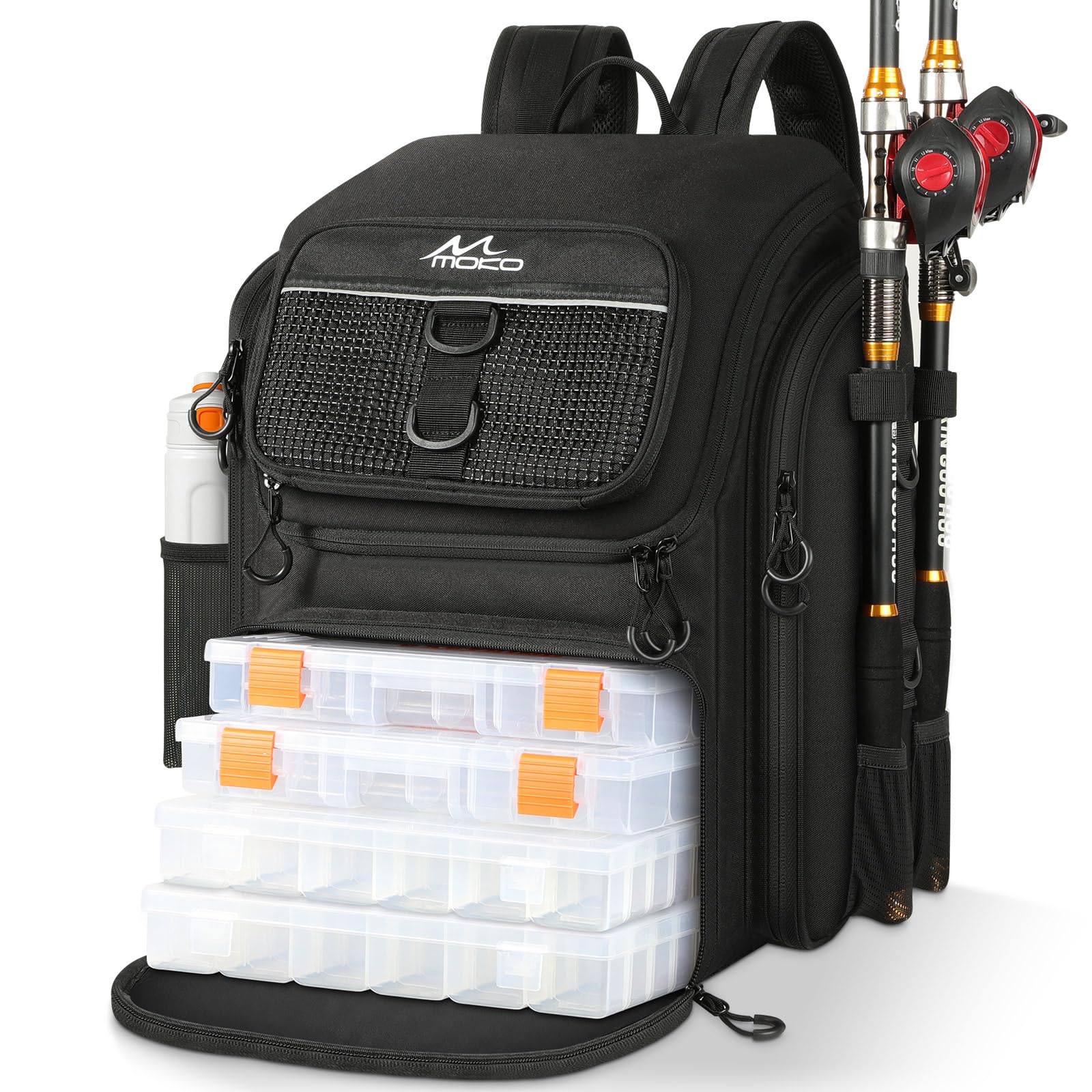 MoKo Zaino da Pesca Grande 40L, Nero