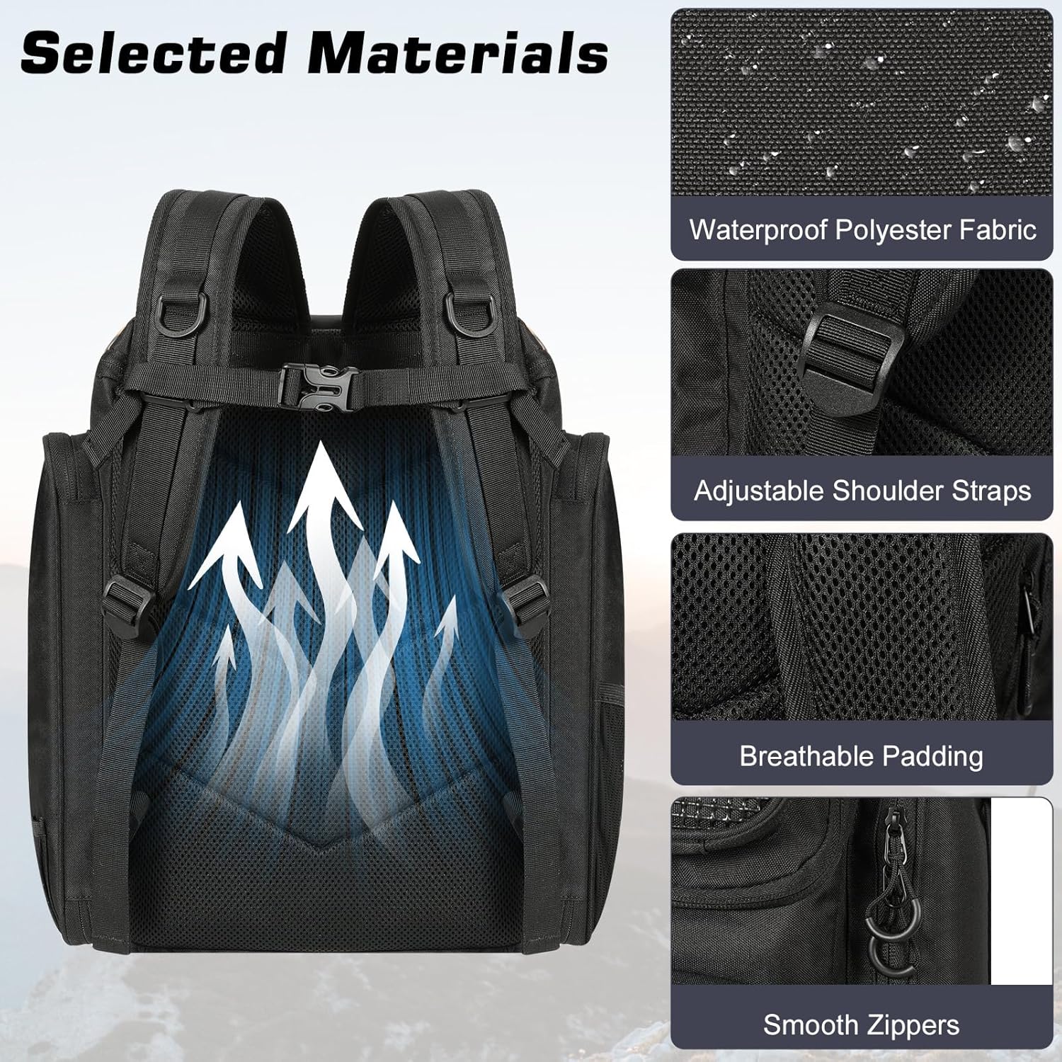 MoKo Zaino da Pesca Grande 40L, Nero - immagine 7