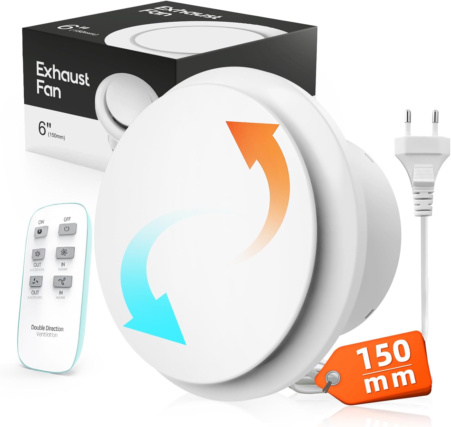 Sbonni Aspiratore Bagno 150 mm Reversibile