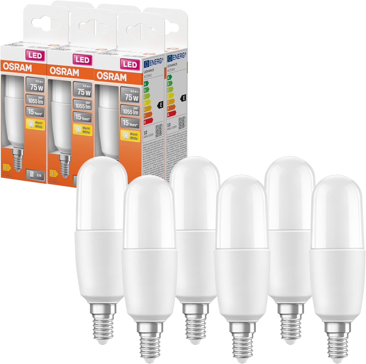 Osram LED STAR STICK E14, Bianca Fredda 4000K, 6 Pezzi - immagine 1