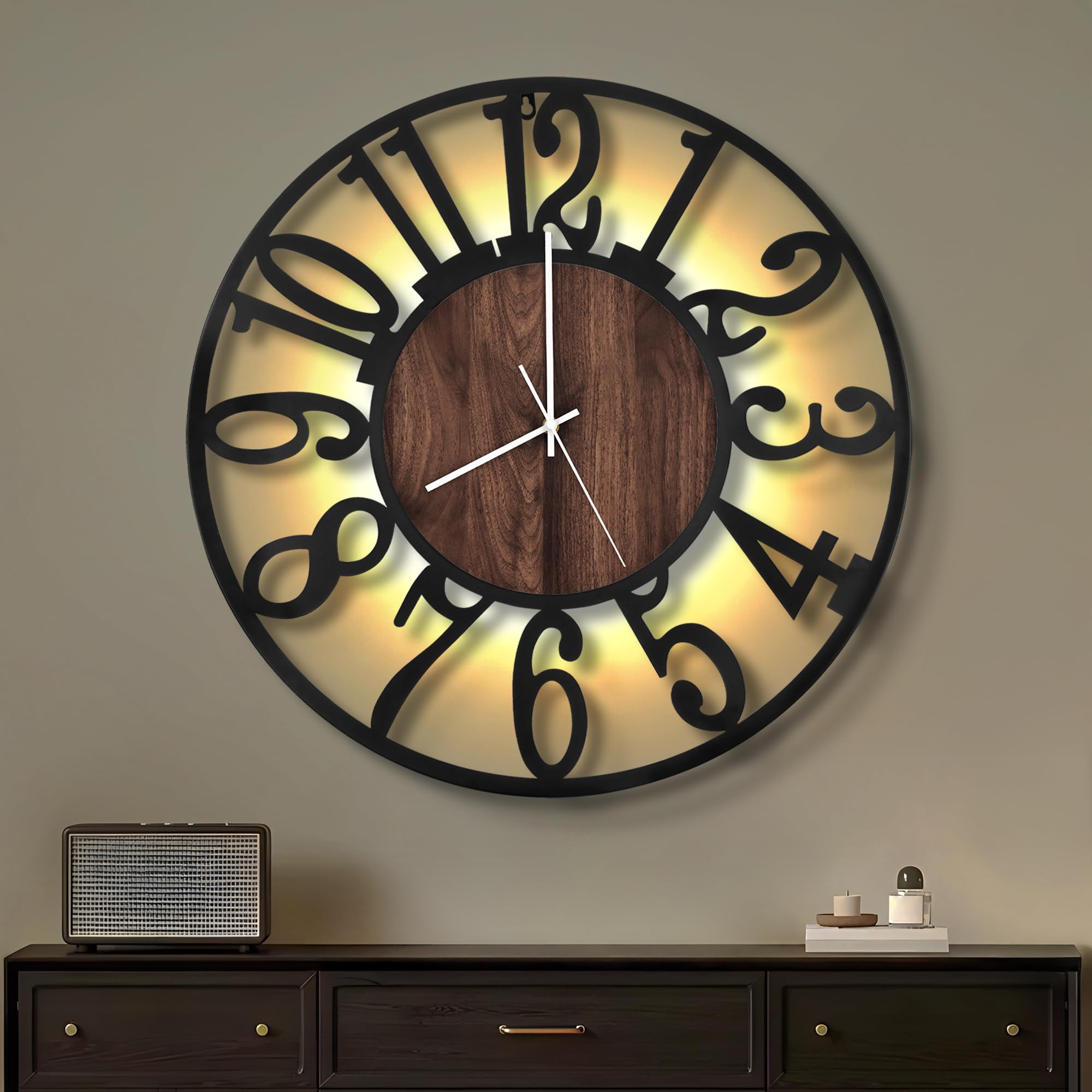 Maxstar Orologio da Parete 50CM, Silenzioso, Nero