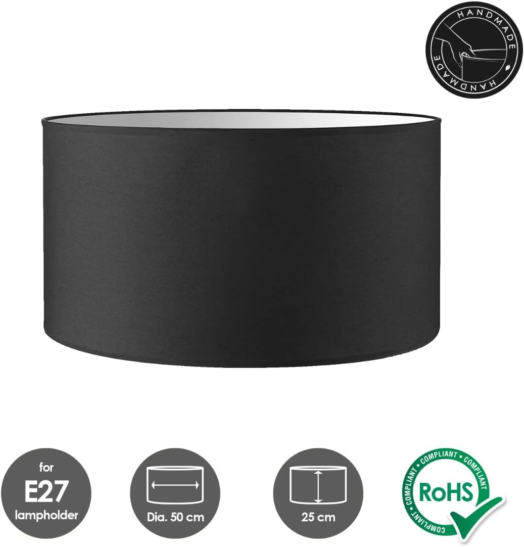 Home Sweet Home Paralume Moderno Bling Cilindro 50/50/25cm, Nero - immagine 2