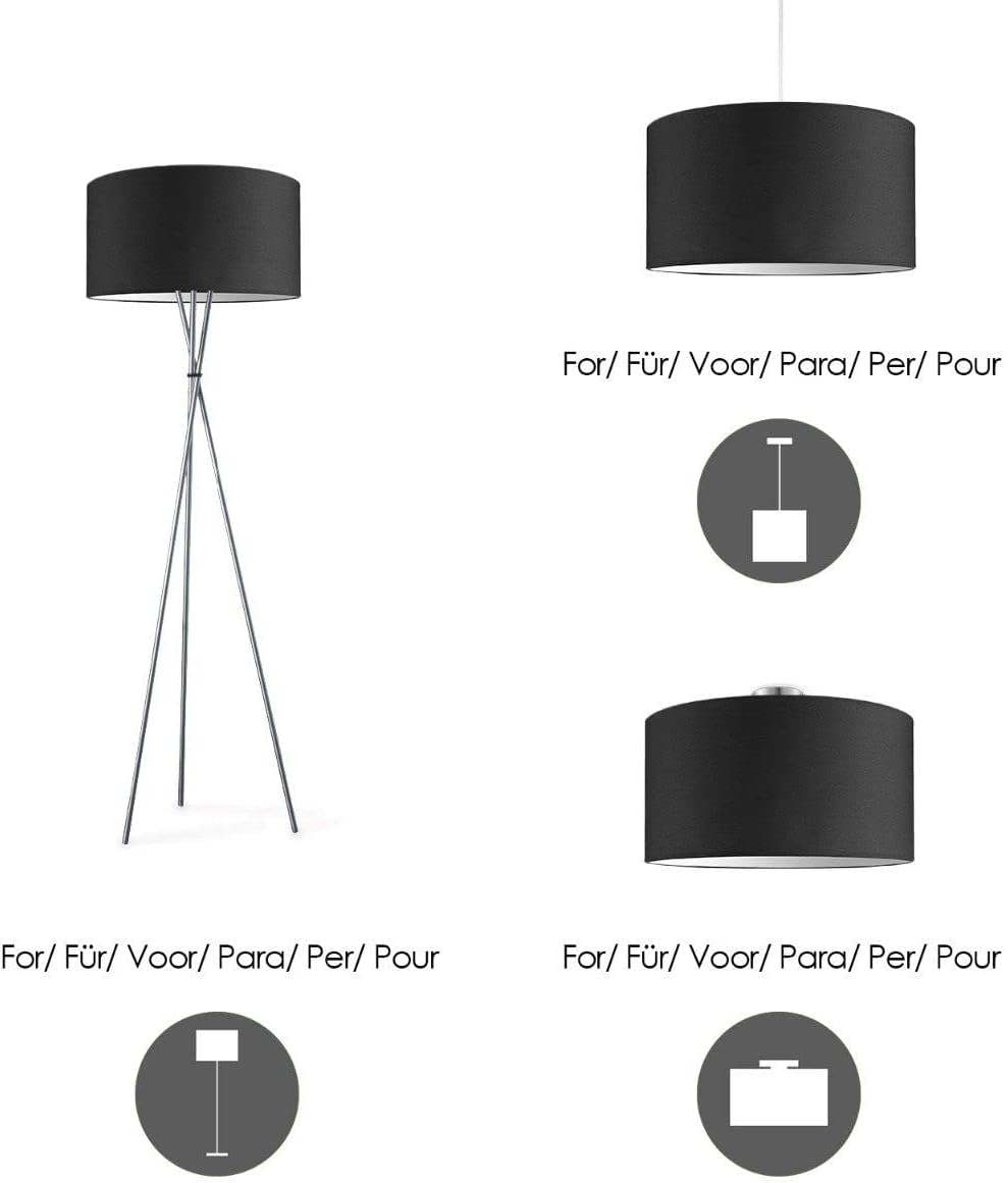 Home Sweet Home Paralume Moderno Bling Cilindro 50/50/25cm, Nero - immagine 4