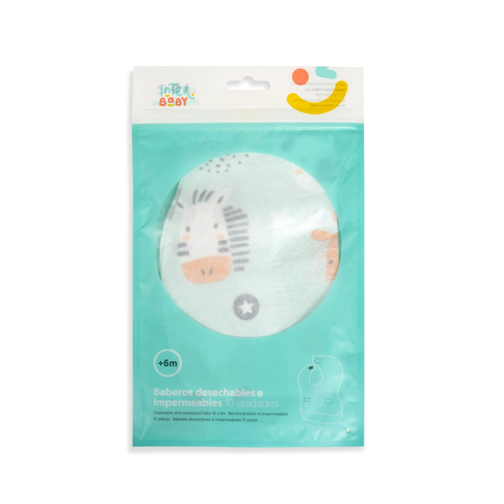 Set di 10 Bavaglini Monouso · Usa e Getta · Impermeabili · Tasca Raccogli Pappa · Regolabili