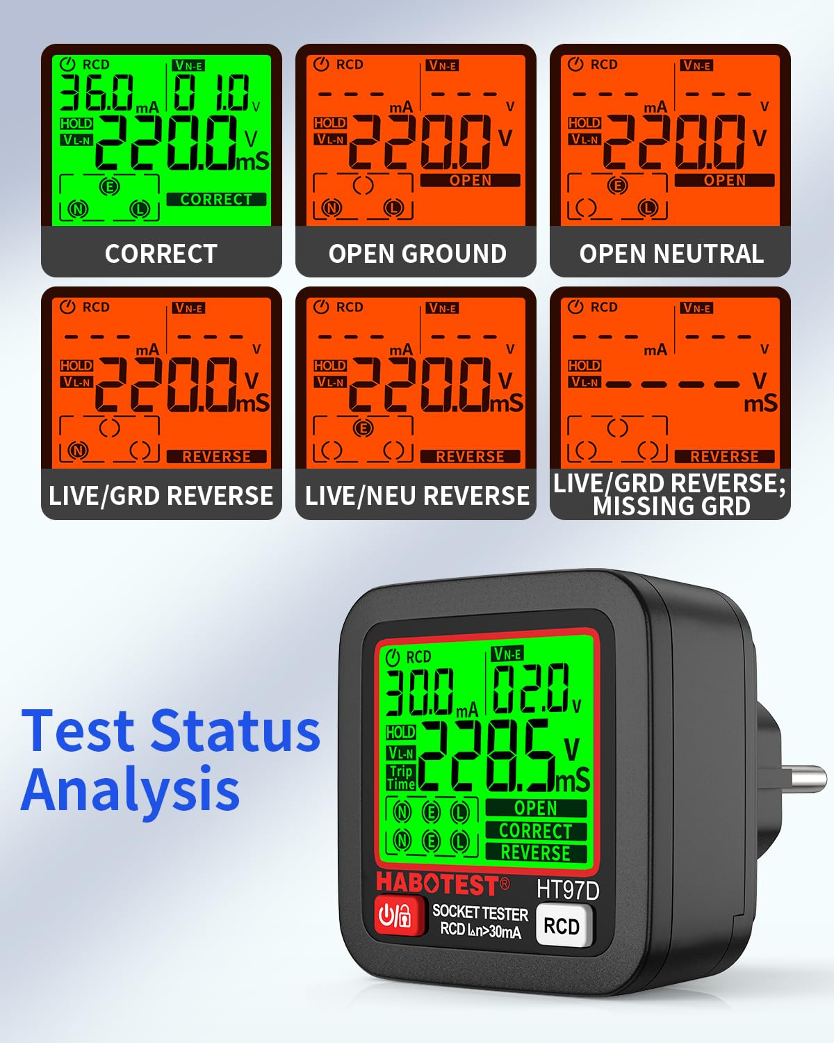 Yojock Tester di Prese con Test RCD e Display LCD - immagine 2
