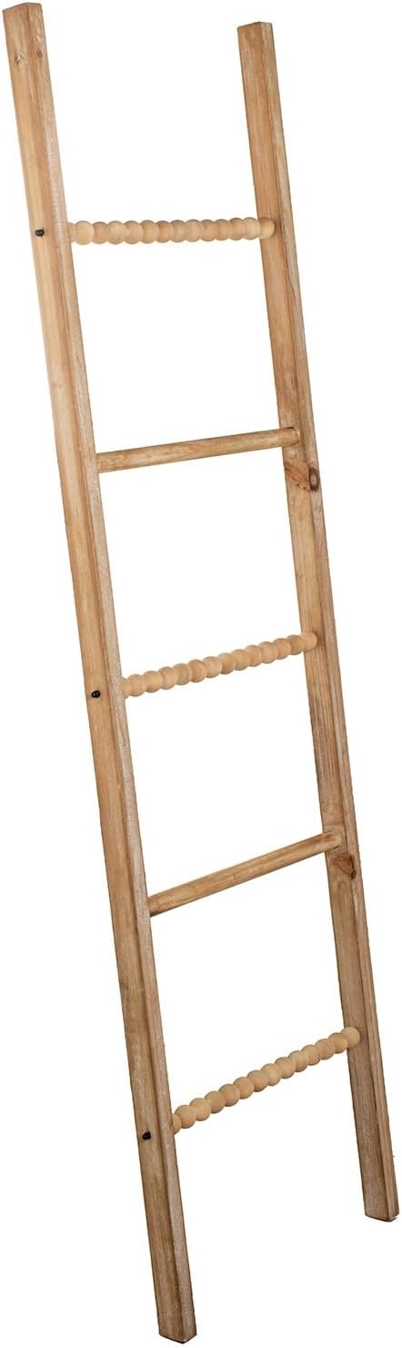 Scala decorativa in legno naturale 43,5 x 4 x 160 cm