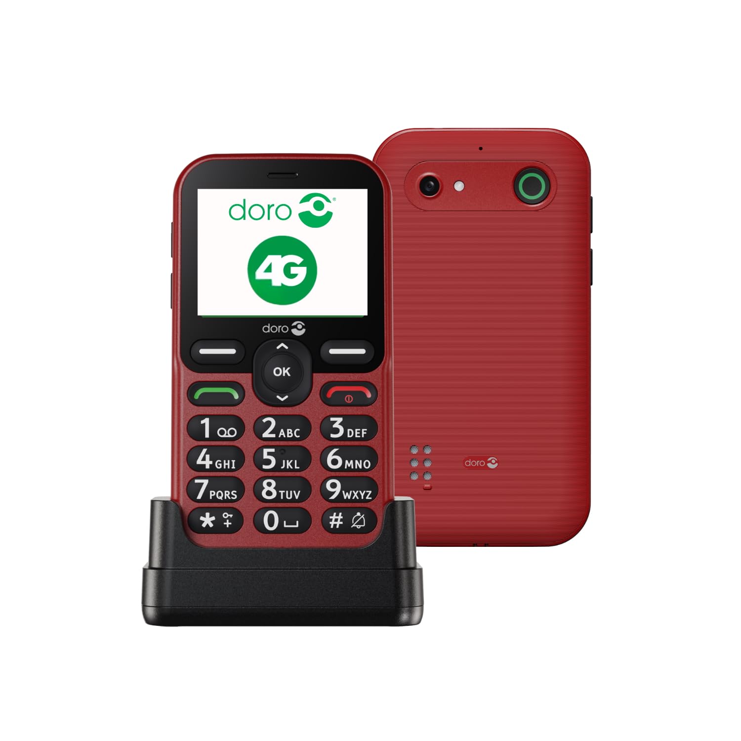 Doro Telefono Leva E10 - Cellulare per Anziani, Rosso