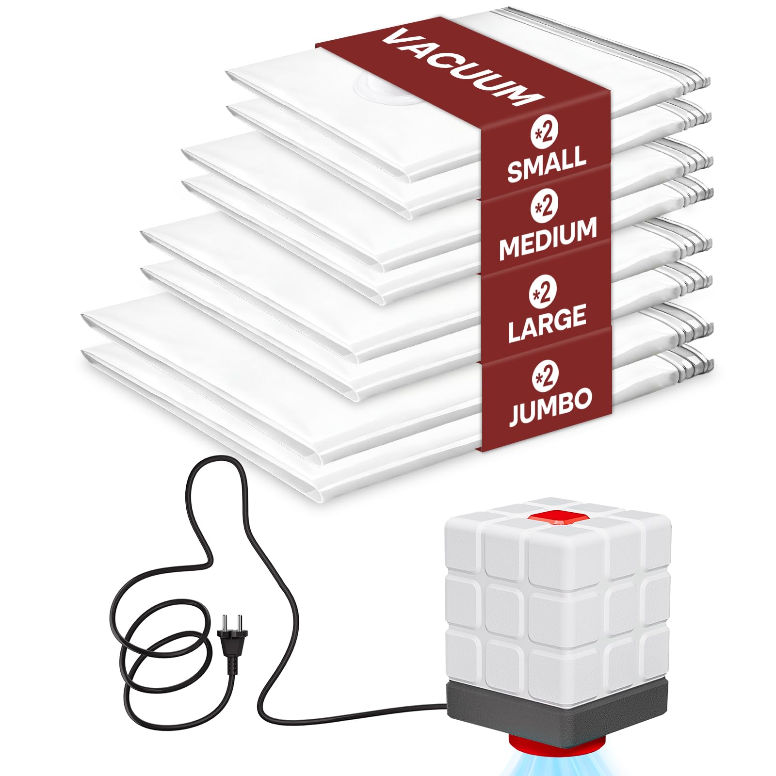 Sacchetti Sottovuoto Vestiti con Pompa Elettrica, 8 Pezzi