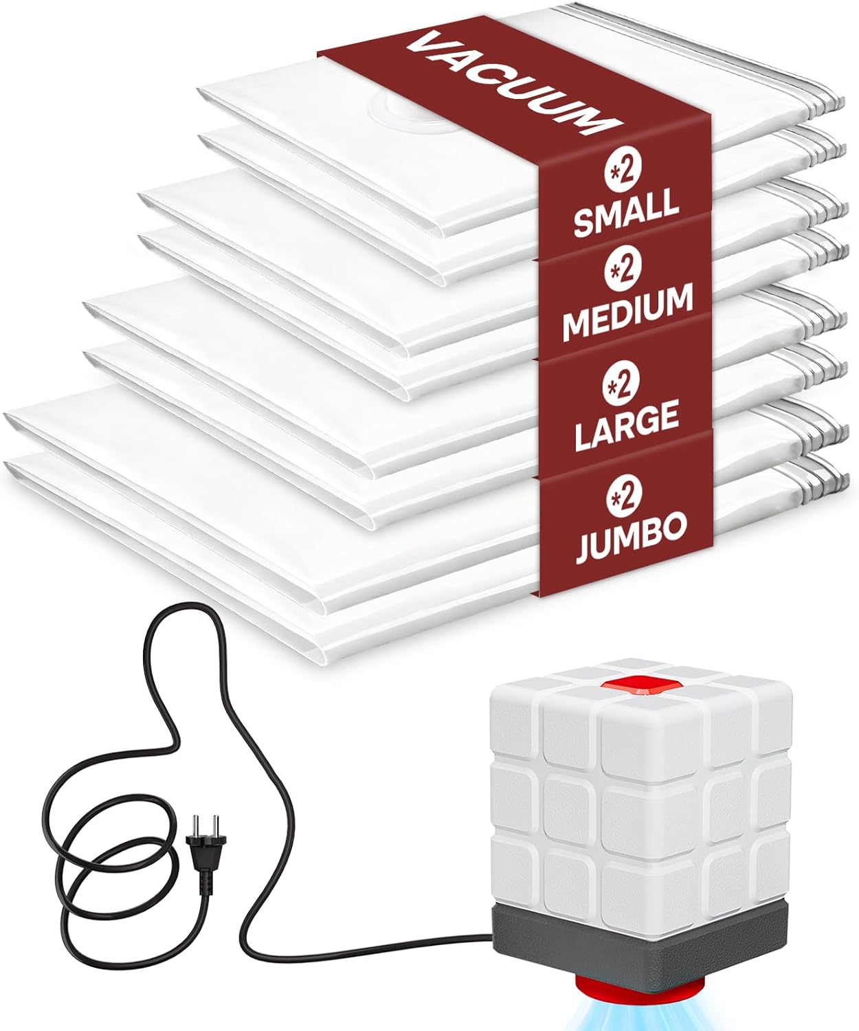 Sacchetti Sottovuoto Vestiti con Pompa Elettrica, 8 Pezzi - immagine 1