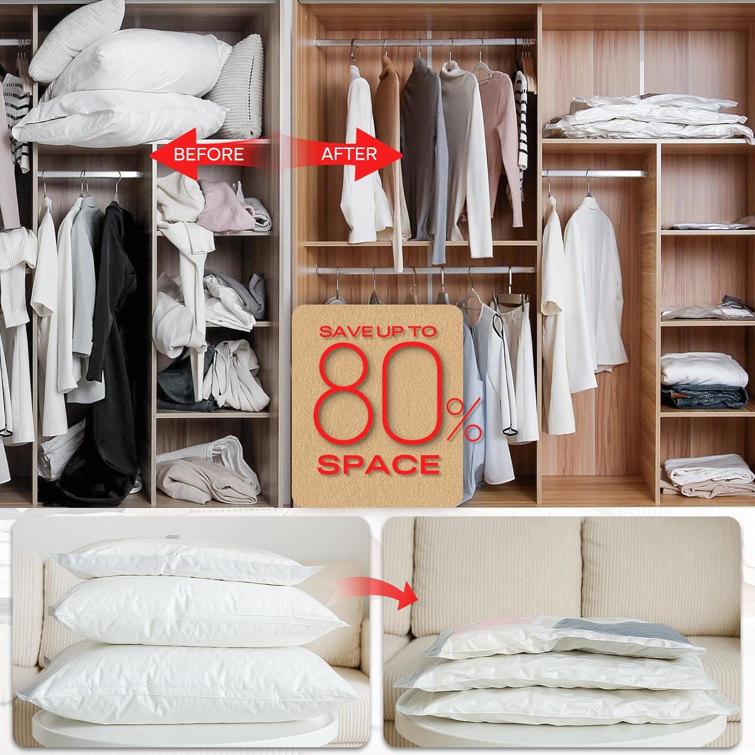 Sacchetti Sottovuoto Vestiti con Pompa Elettrica, 8 Pezzi - immagine 4