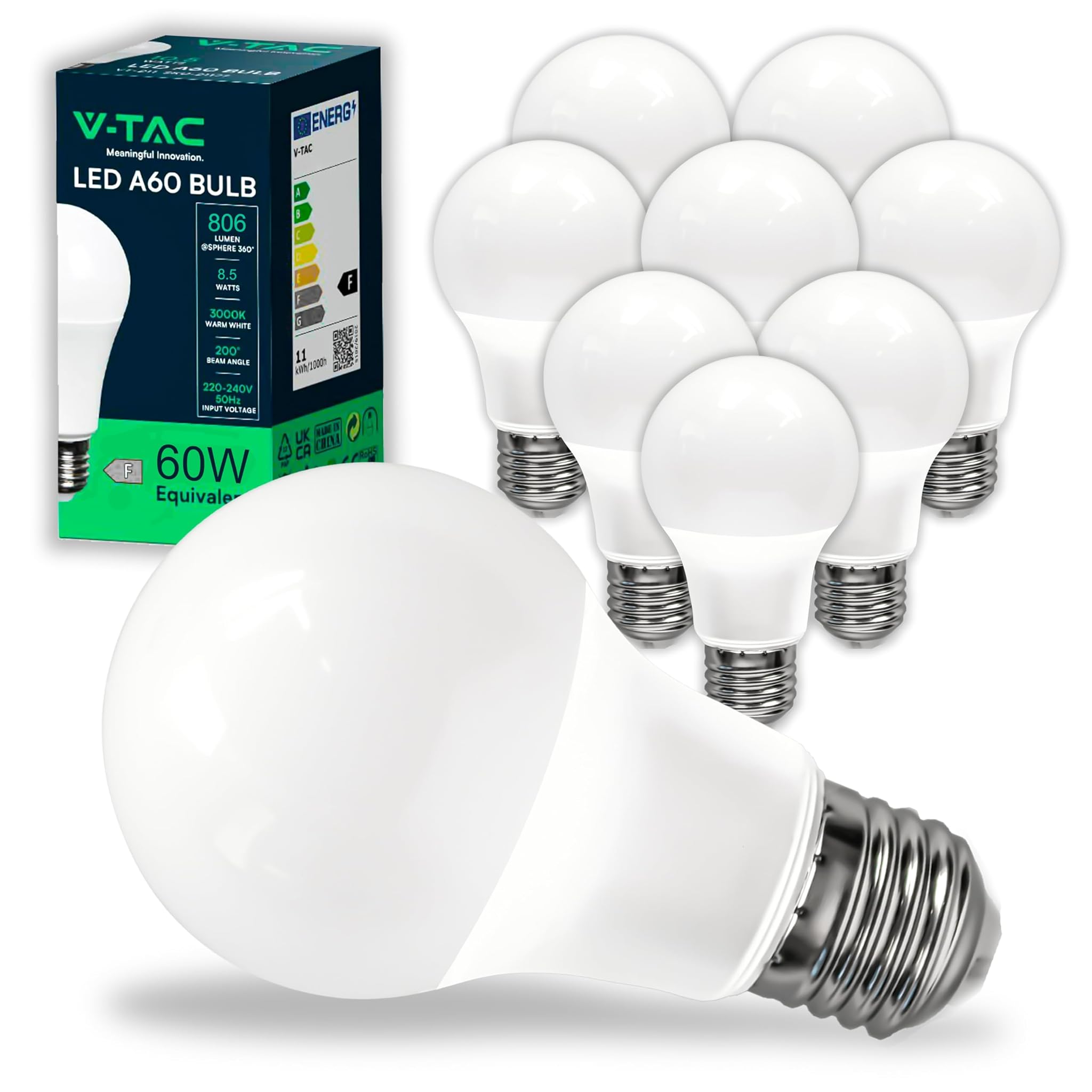 V-tac 10x Lampadine LED E27 8,5W A60