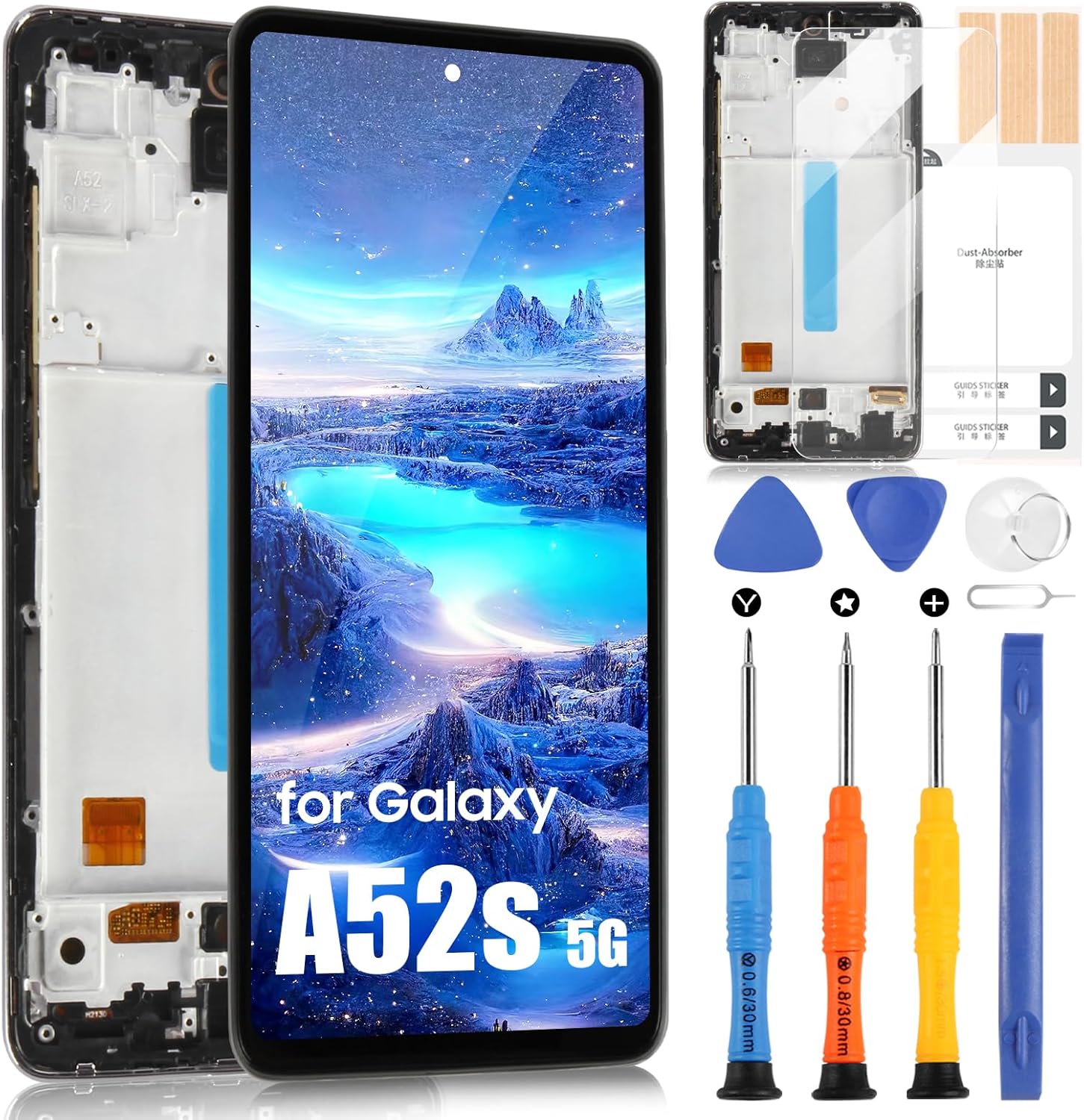 Schermo OLED per Samsung Galaxy A52s 5G, Nero con Telaio - immagine 1