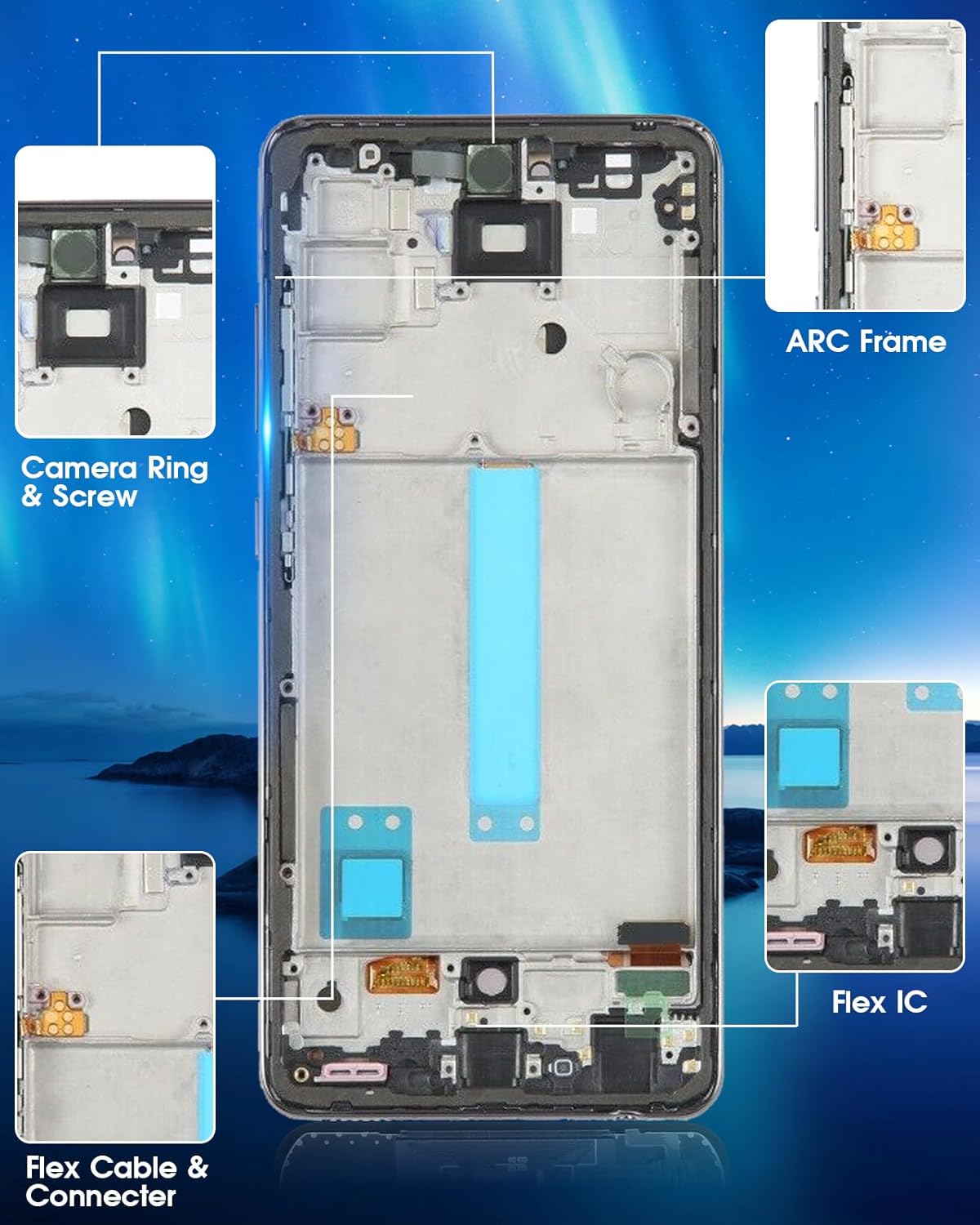 Schermo OLED per Samsung Galaxy A52s 5G, Nero con Telaio - immagine 7