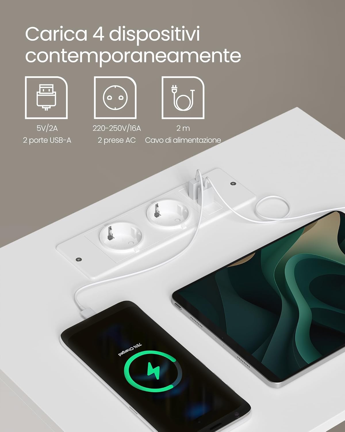 Vasagle Comodino con Stazione di Ricarica - Montaggio Rapido - immagine 5