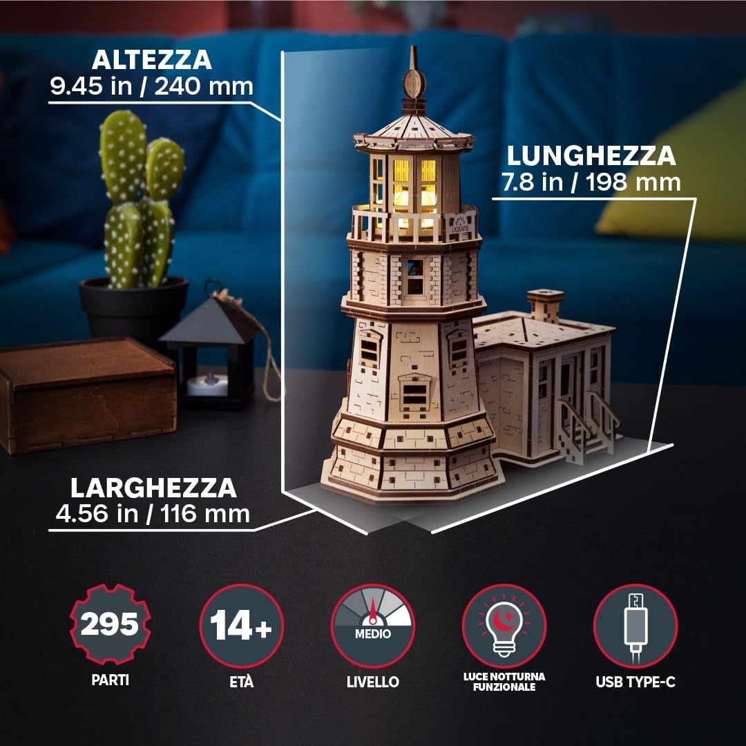 Ugears Split Rock Lighthouse - Puzzle 3D in Legno - immagine 2
