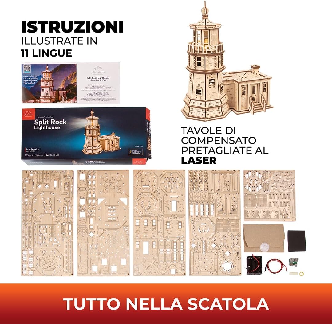 Ugears Split Rock Lighthouse - Puzzle 3D in Legno - immagine 3