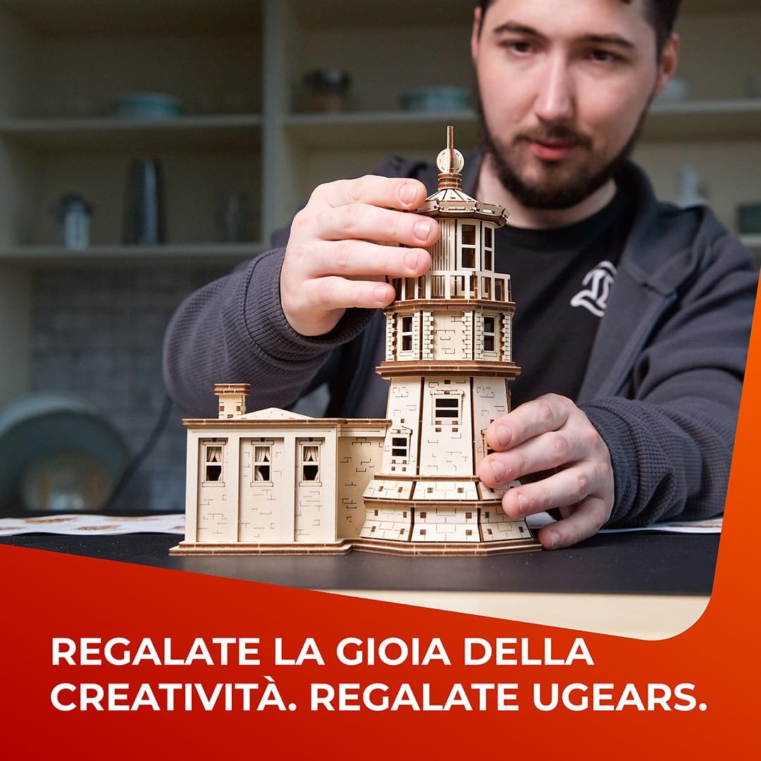 Ugears Split Rock Lighthouse - Puzzle 3D in Legno - immagine 7