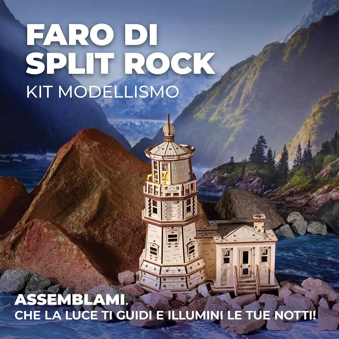 Ugears Split Rock Lighthouse - Puzzle 3D in Legno - immagine 8