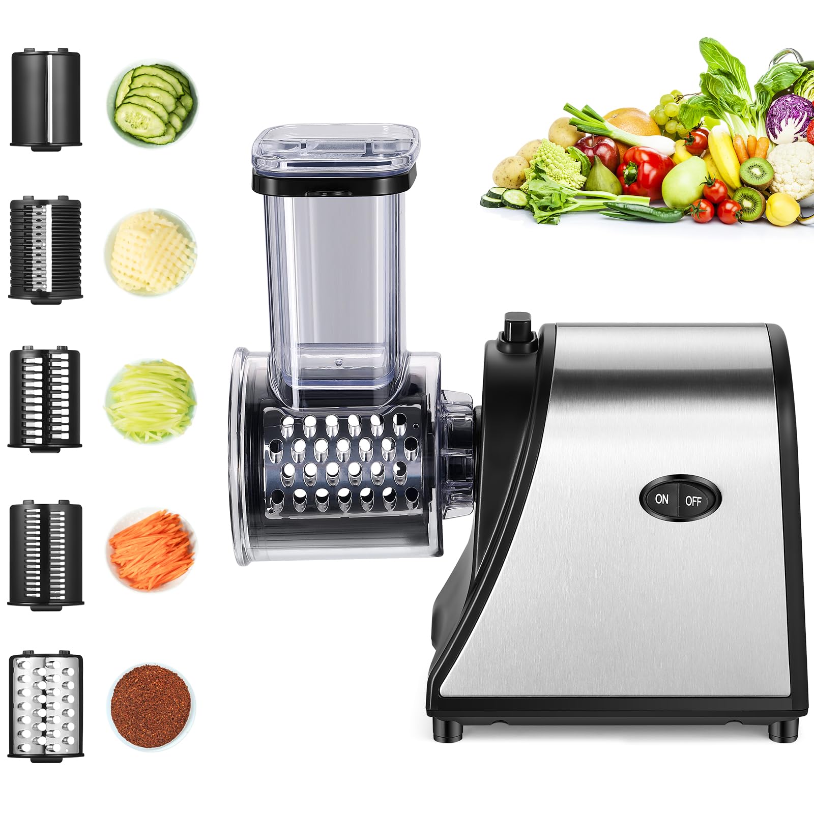 Meykey Tagliaverdure Elettrico 250W in Acciaio Inox