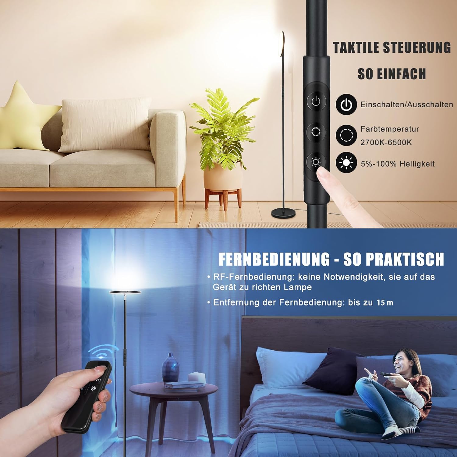 Lampada da Terra LED 3000LM 36W, Dimmerabile - immagine 3