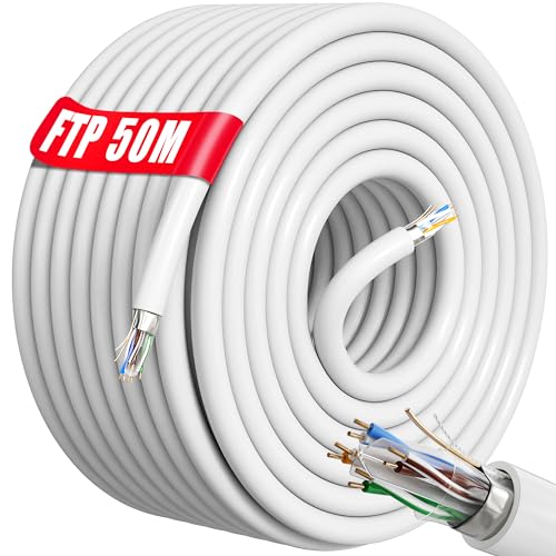 Cavo Ethernet 50 Metri Schermato Cat 6 FTP, Bianco