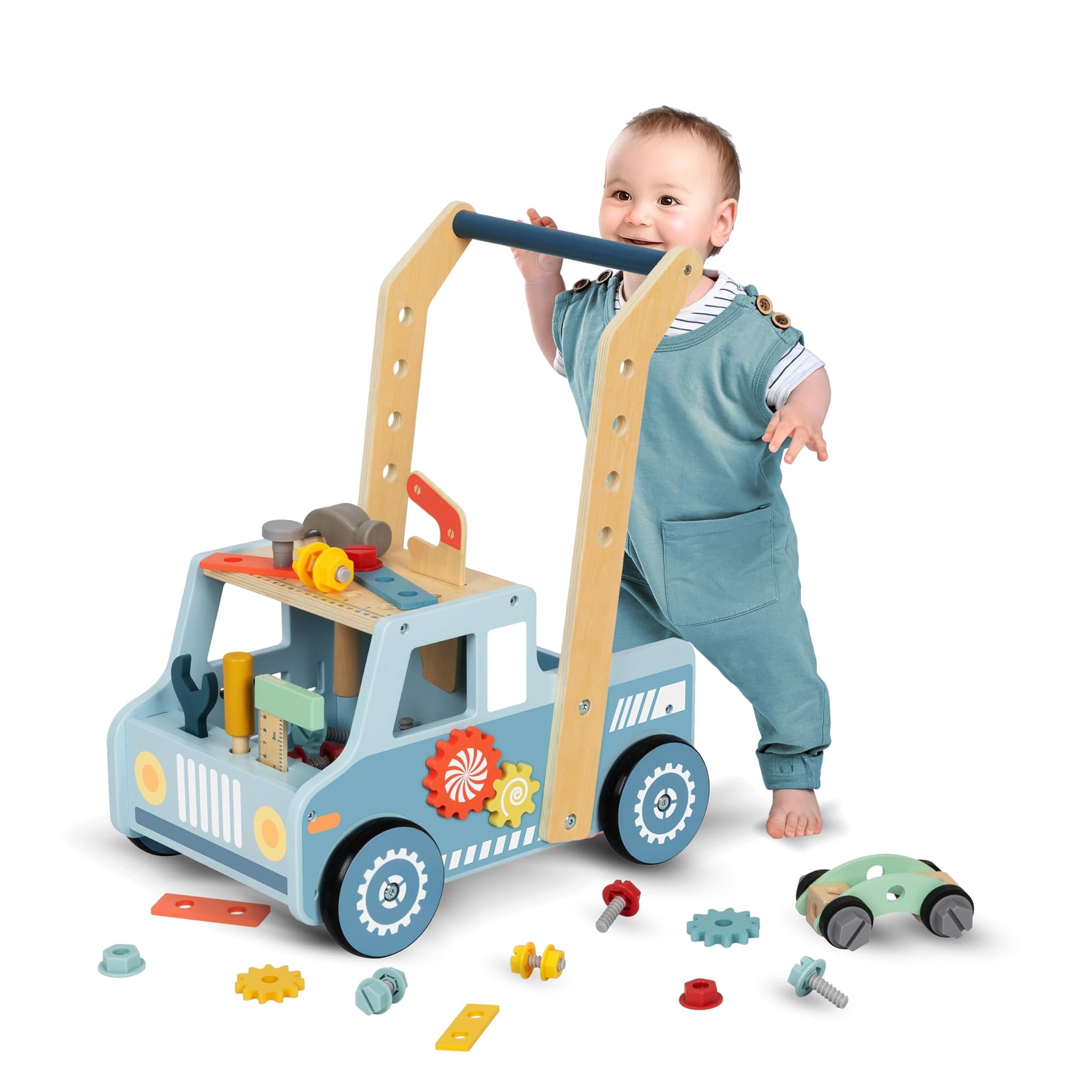 KAUZA 3 in 1 Carrellino Primi Passi in Legno (Toffee)