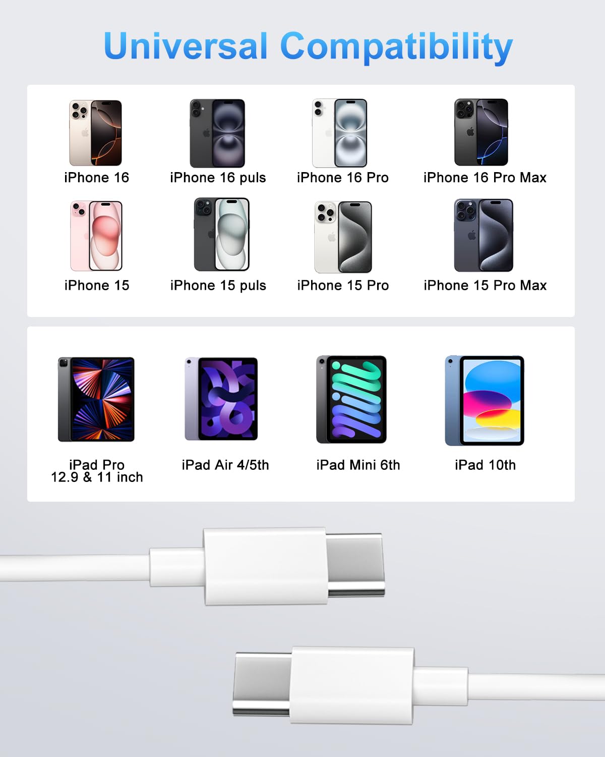 Cavo USB Type-C 3 Metri 60W per iPhone 15/16 - immagine 7