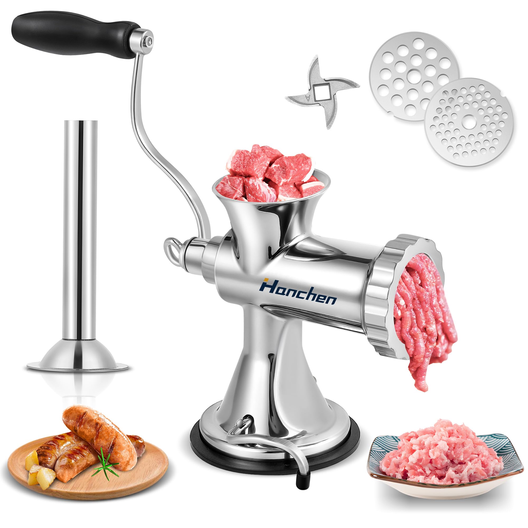 Hanchen Tritacarne Manuale Acciaio Inox e Insaccatrice
