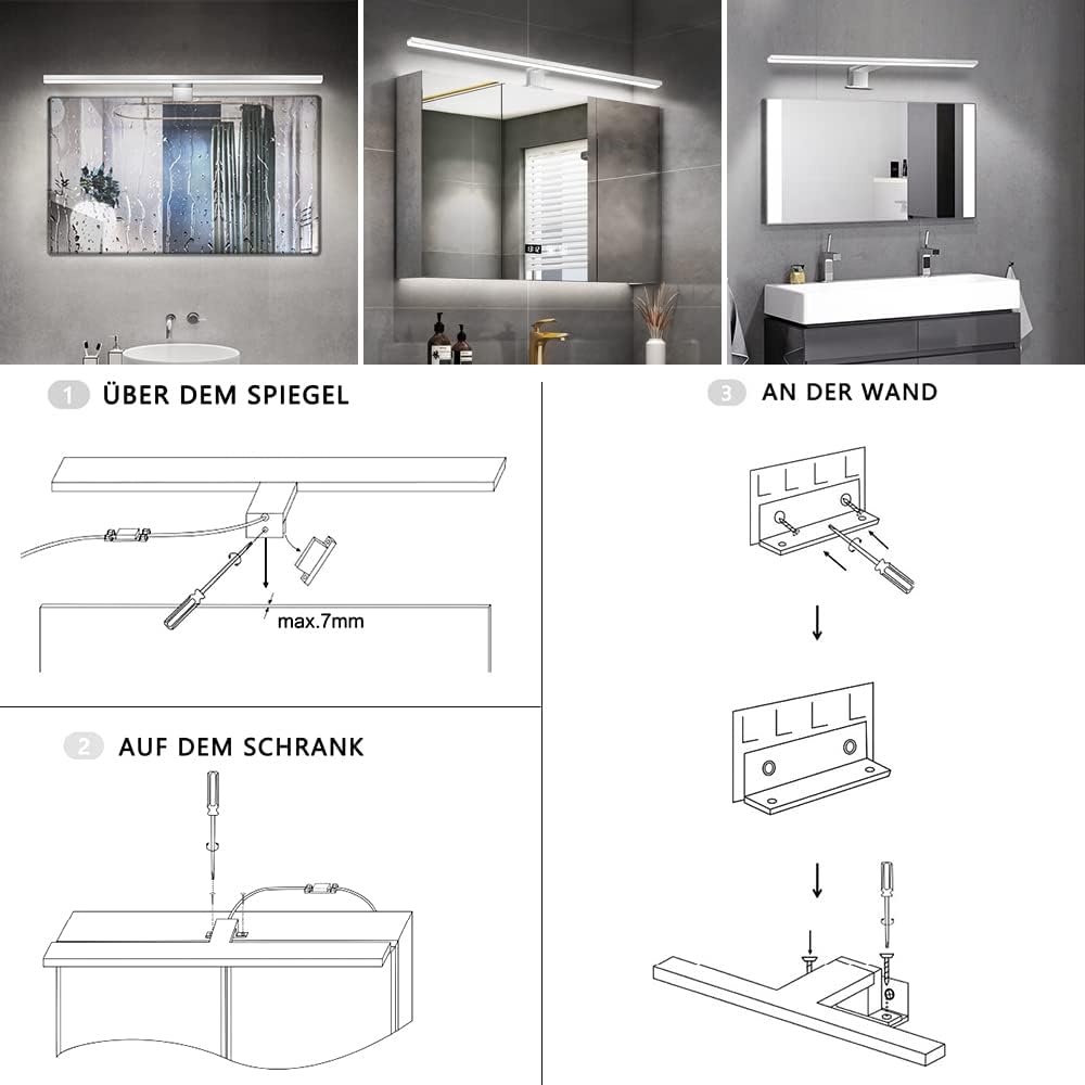 Erwey Lampada da Specchio LED 8W 60cm IP44 - immagine 5