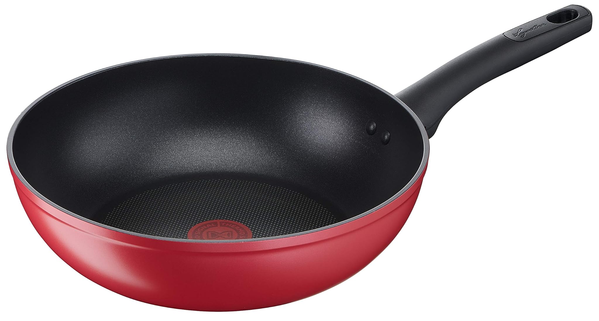 Lagostina Wok Antiaderente in Alluminio Ø 28 cm, Induzione, Gas e Forno, con Indicatore Cottura Thermo-Signal, Rivestimento Titanium Easy, Manico Ergonomico in Bakelite