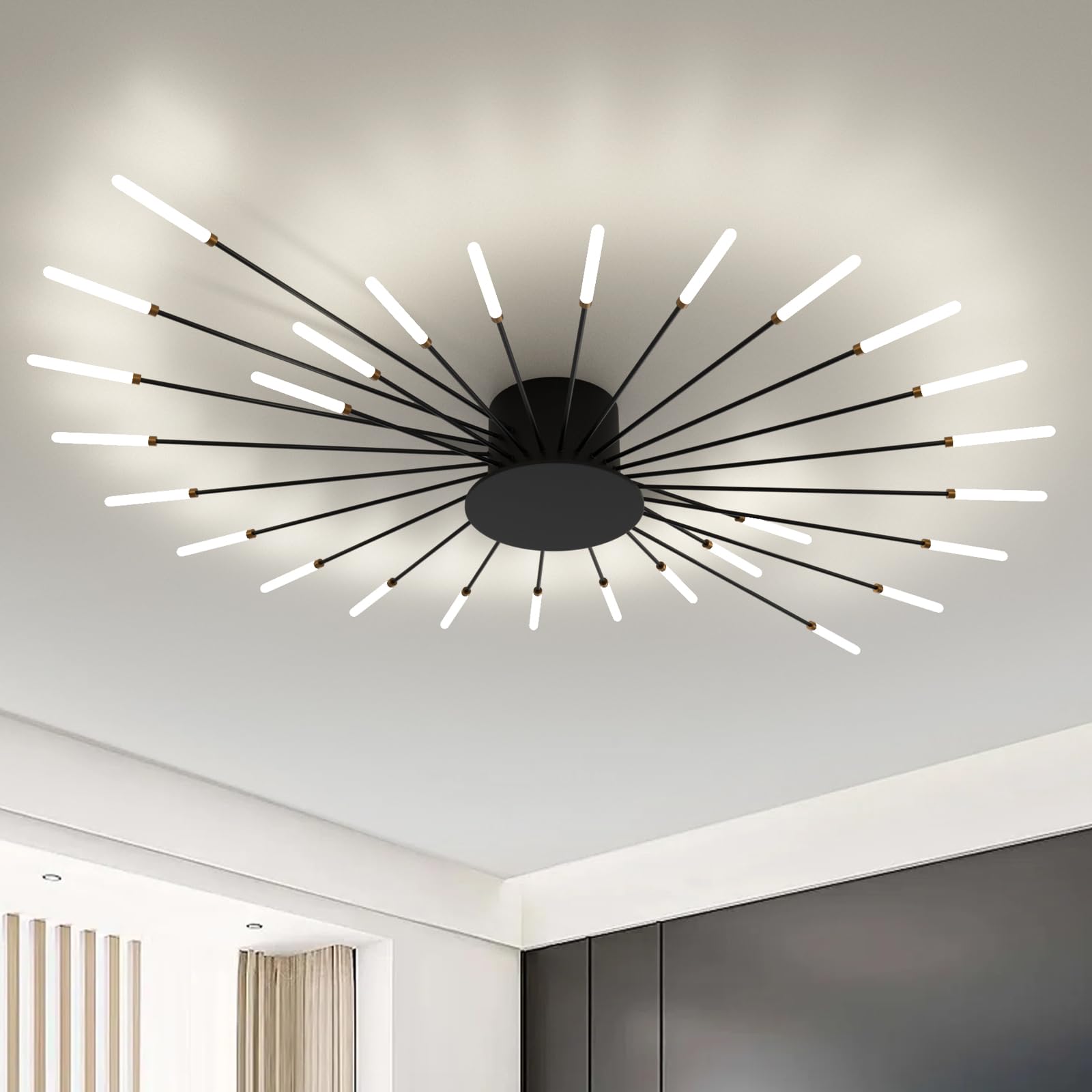Rrbest Plafoniera LED Soffitto Moderna (28 teste, nero)