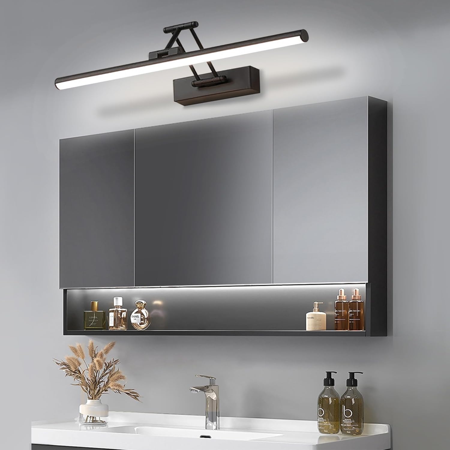 Yhtlaeh LED Specchio Lampada Bagno 16W 60cm Nera - immagine 6