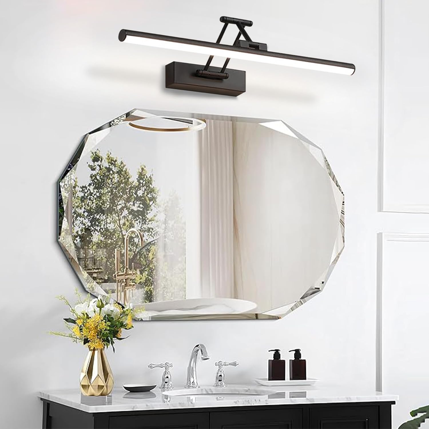 Yhtlaeh LED Specchio Lampada Bagno 16W 60cm Nera - immagine 7