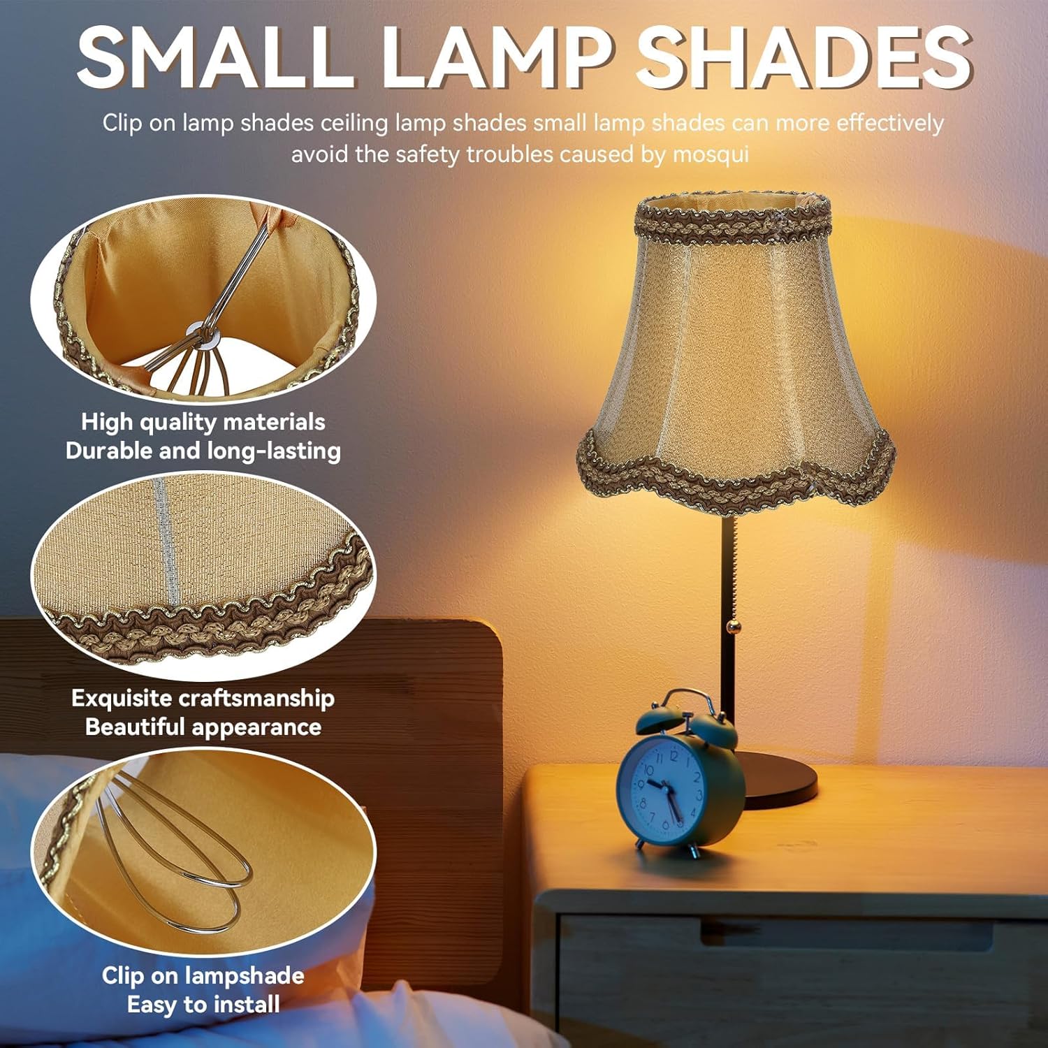 6pcs Piccolo Paralume in Tessuto Clip-on per Lampadine - immagine 2