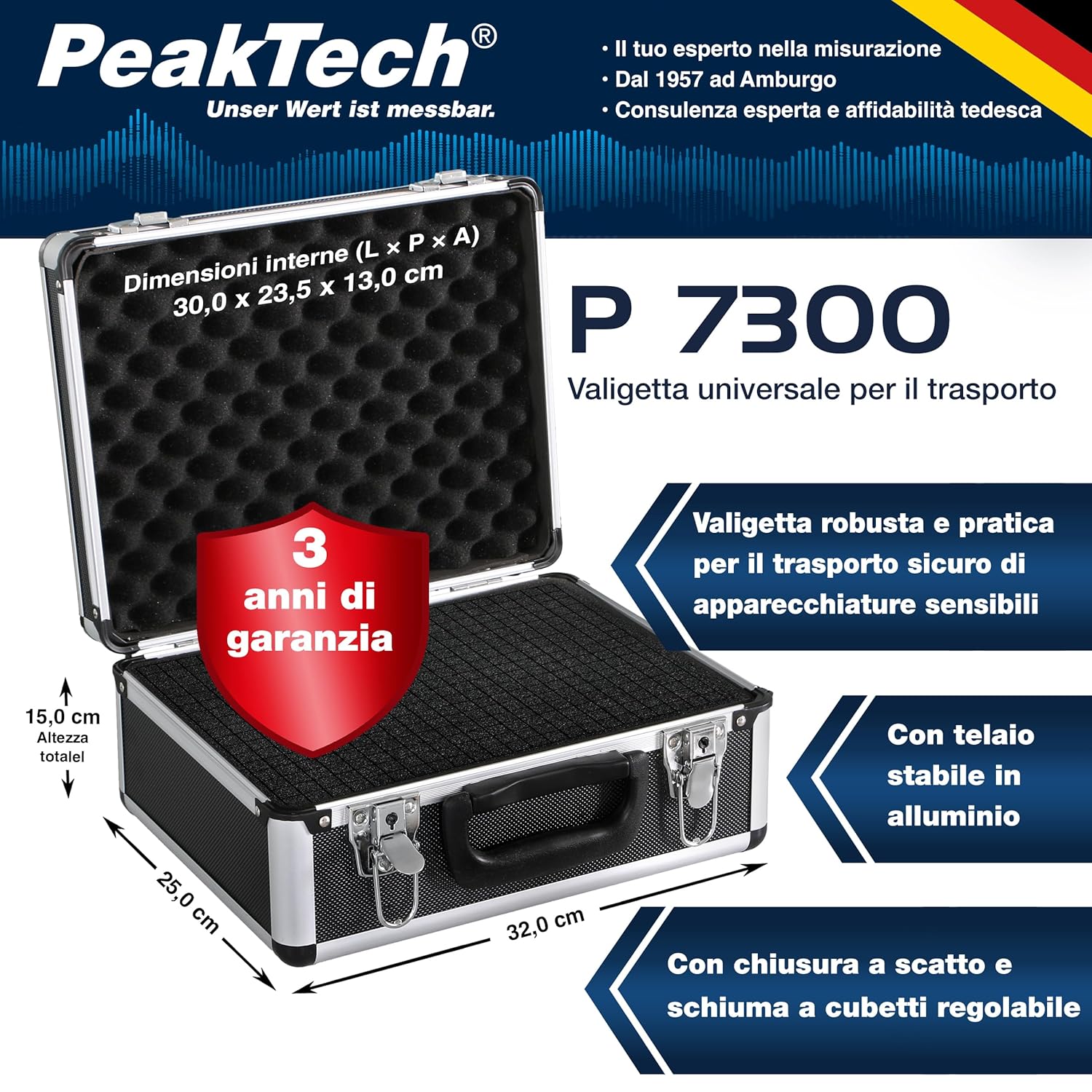 Peaktech 7300 - Custodia Universale Strumenti, Nero - immagine 2
