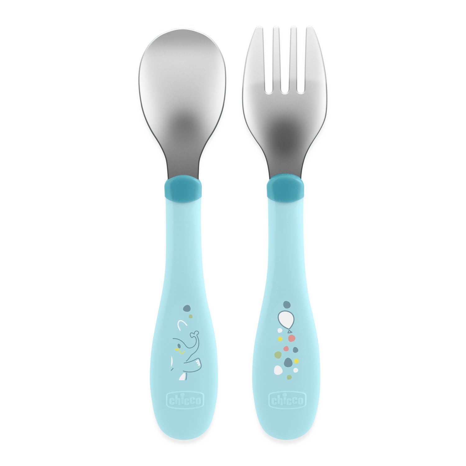 Chicco Posatine Inox per Bambini 2 Pezzi 18M+, Azzurro