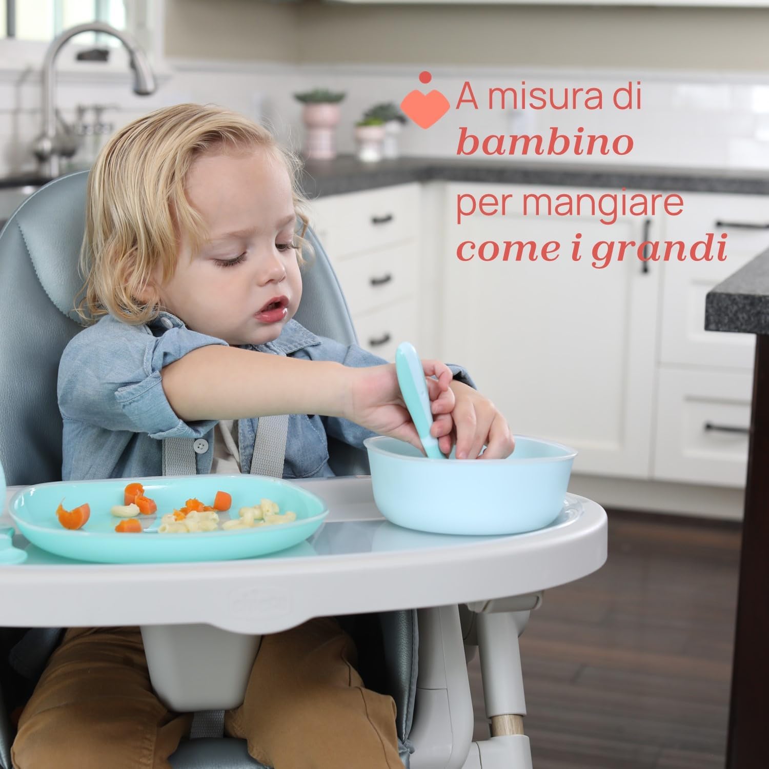 Chicco Posatine Inox per Bambini 2 Pezzi 18M+, Azzurro - immagine 2