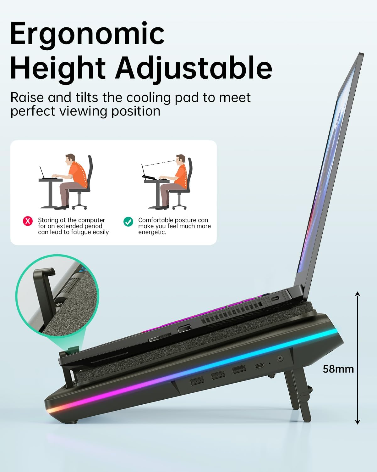 Basi di Raffreddamento PC Portatile Gaming RGB - immagine 4