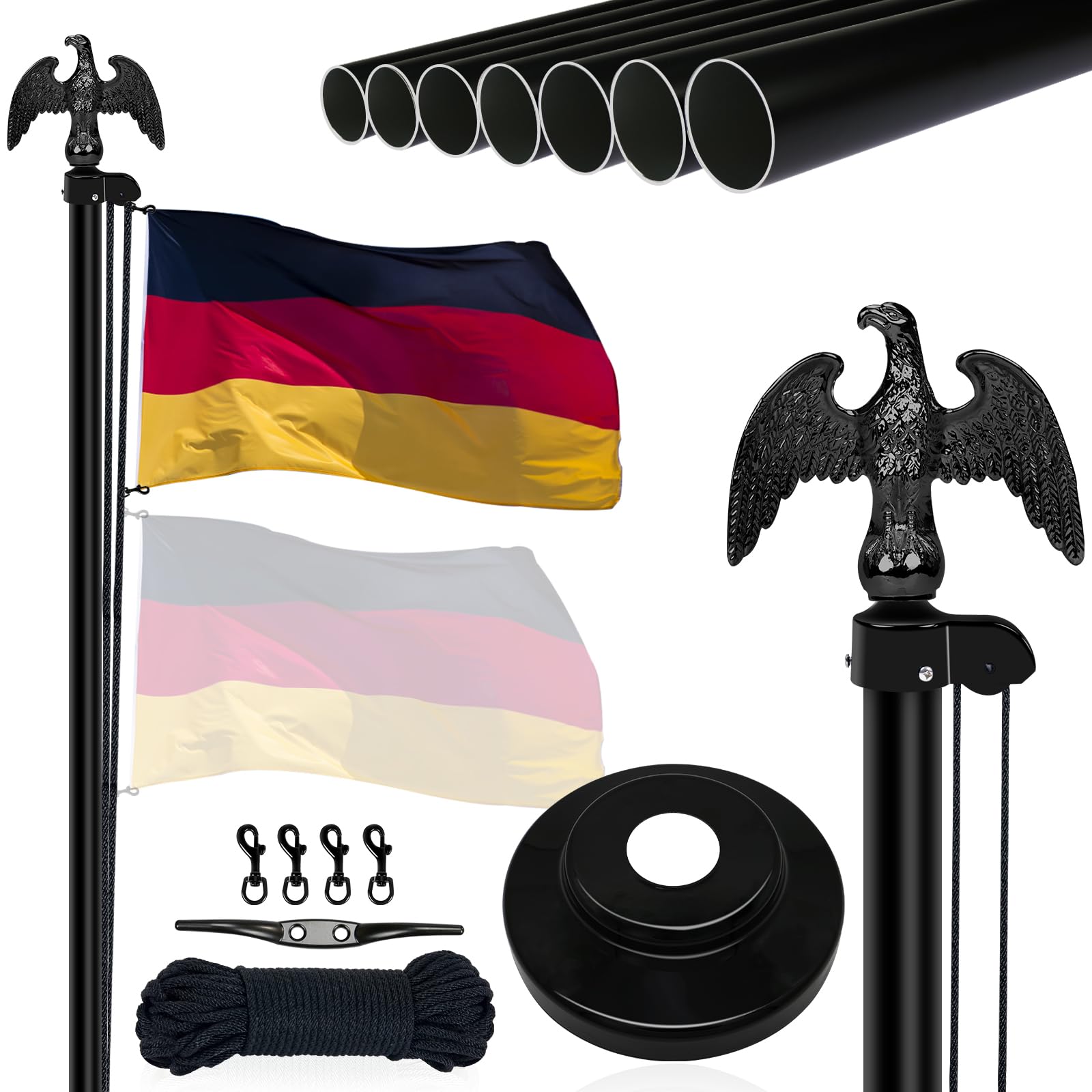 NQ Asta per Bandiera 6m in Alluminio, Nera