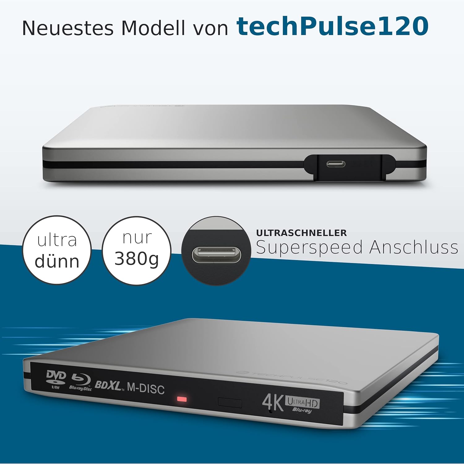 Techpulse120 Masterizzatore Esterno USB 3.1 USB-C UHD - immagine 2