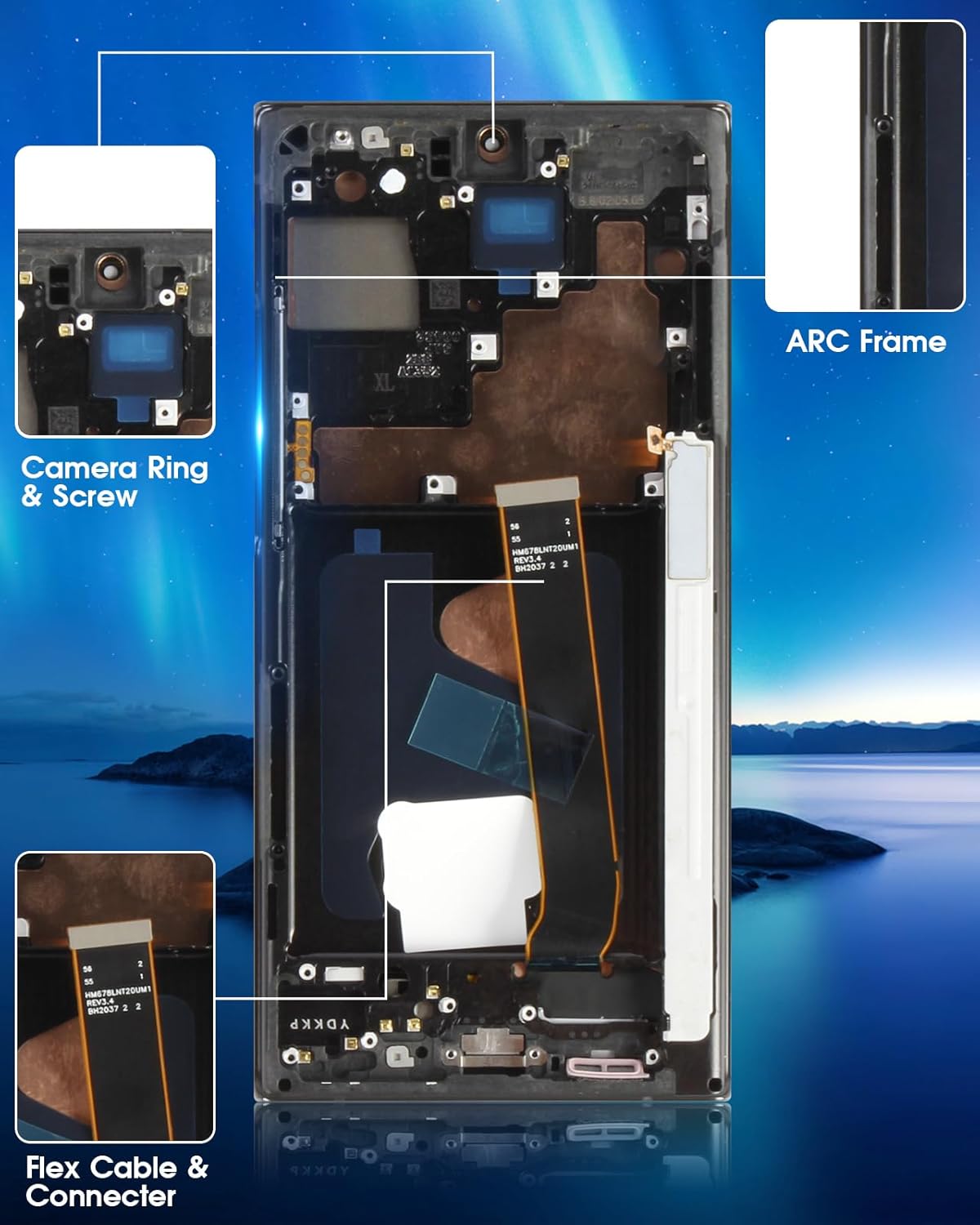Schermo LCD OLED per Samsung Galaxy Note 20 Ultra 5G, Nero - immagine 7