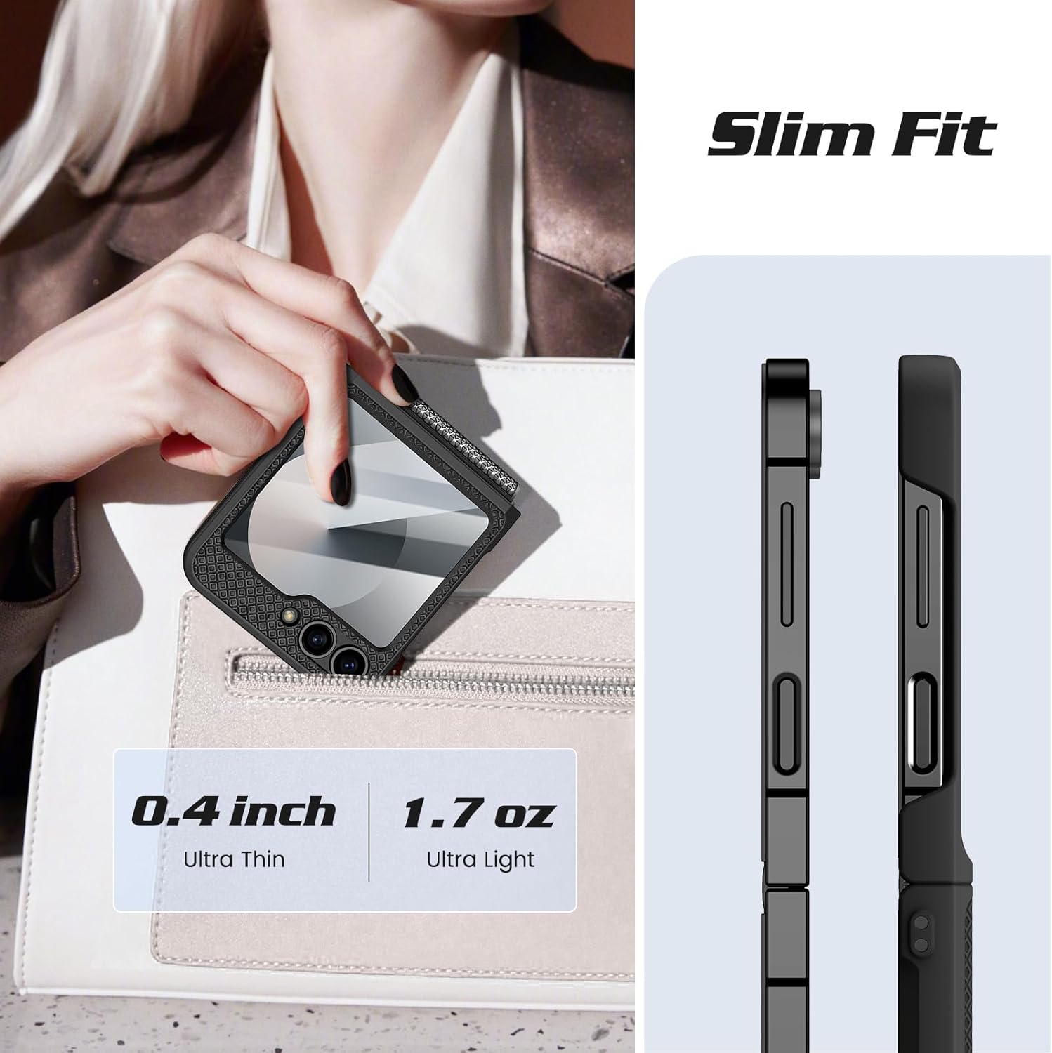 Doeshine Custodia per Samsung Z Flip 6 - Nero - immagine 3