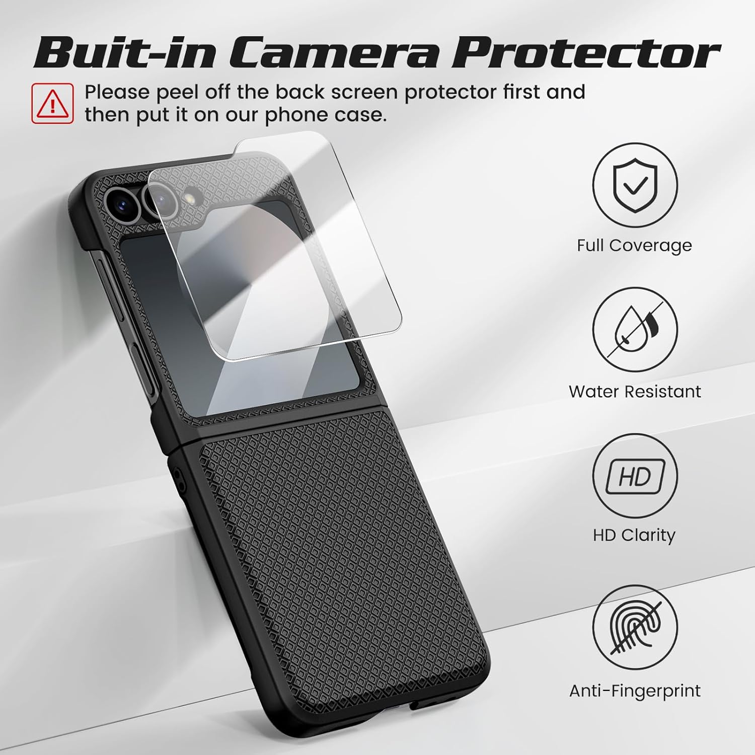 Doeshine Custodia per Samsung Z Flip 6 - Nero - immagine 4