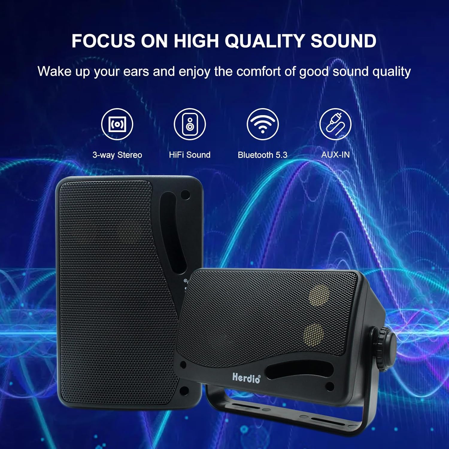 Herdio Altoparlanti Bluetooth da Esterno 200W, Nero - immagine 2