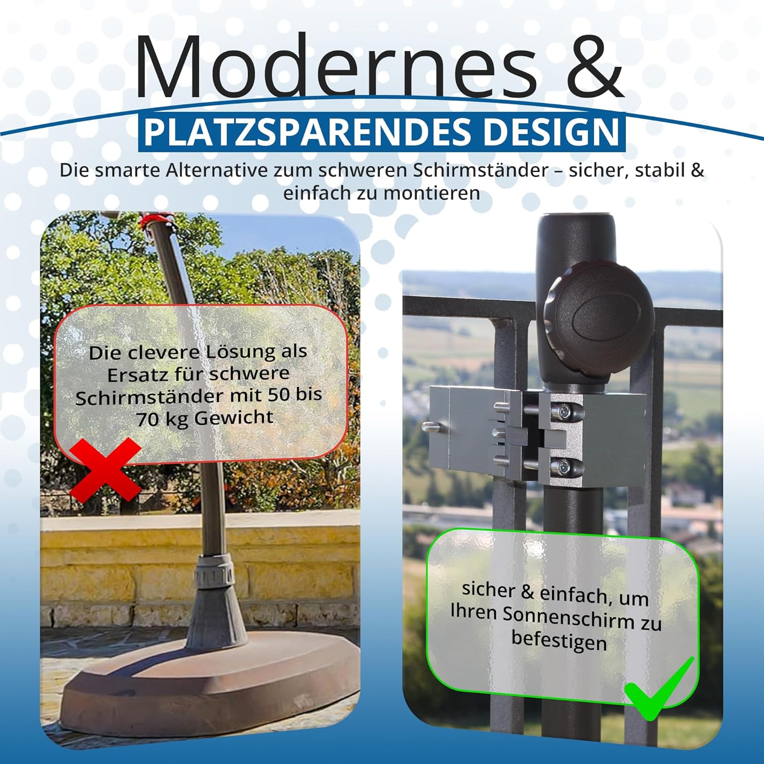 KD-TECH Robusto supporto per ombrellone per balcone - immagine 5