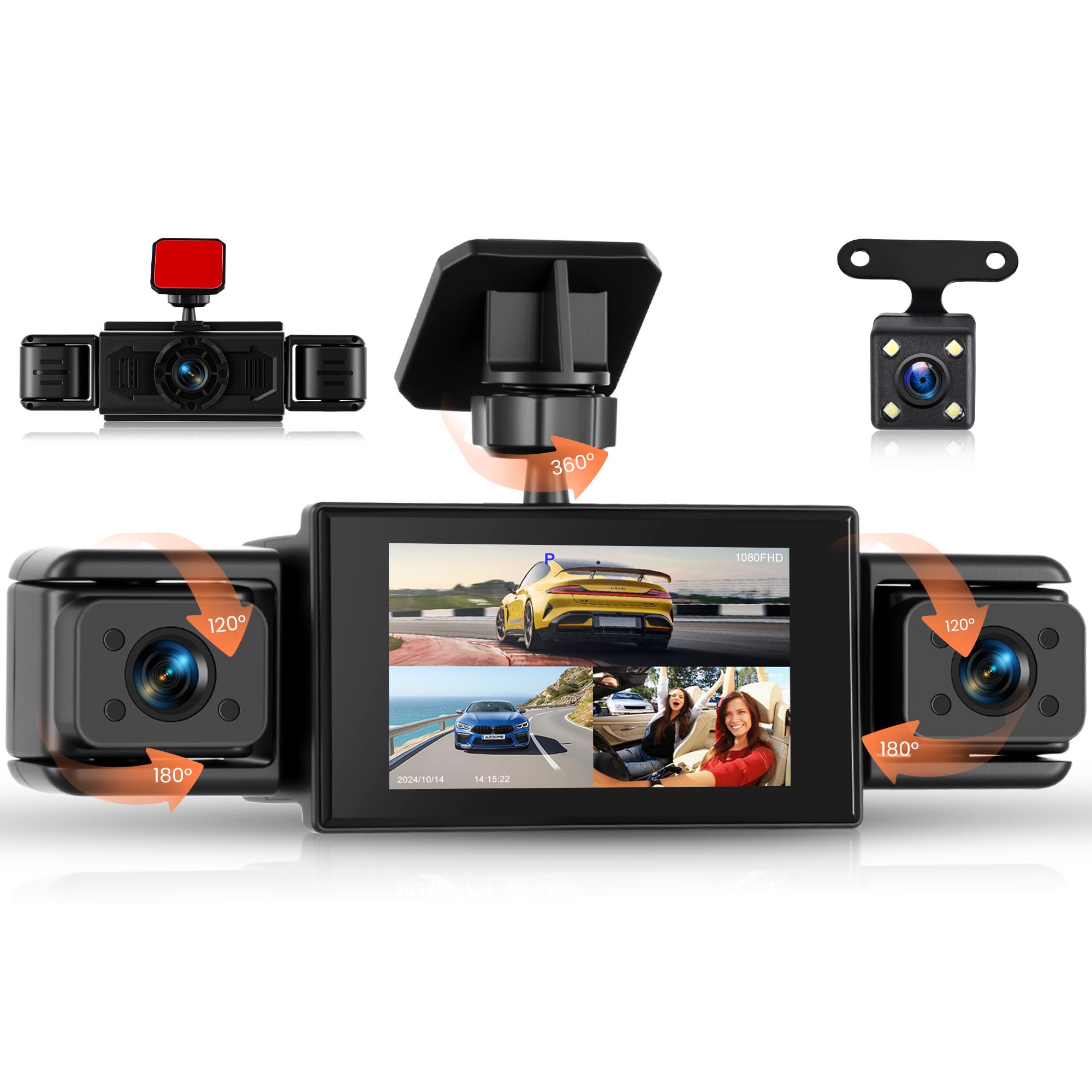 Rimoody Dashcam Auto 360° 4 Canali FHD 1080P