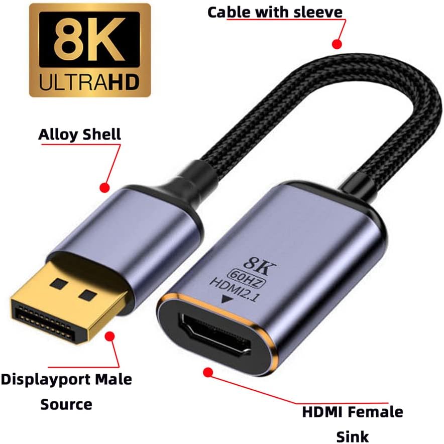 Nfhk Cavo Adattatore DisplayPort 1.4 a HDMI 2.0 - immagine 2